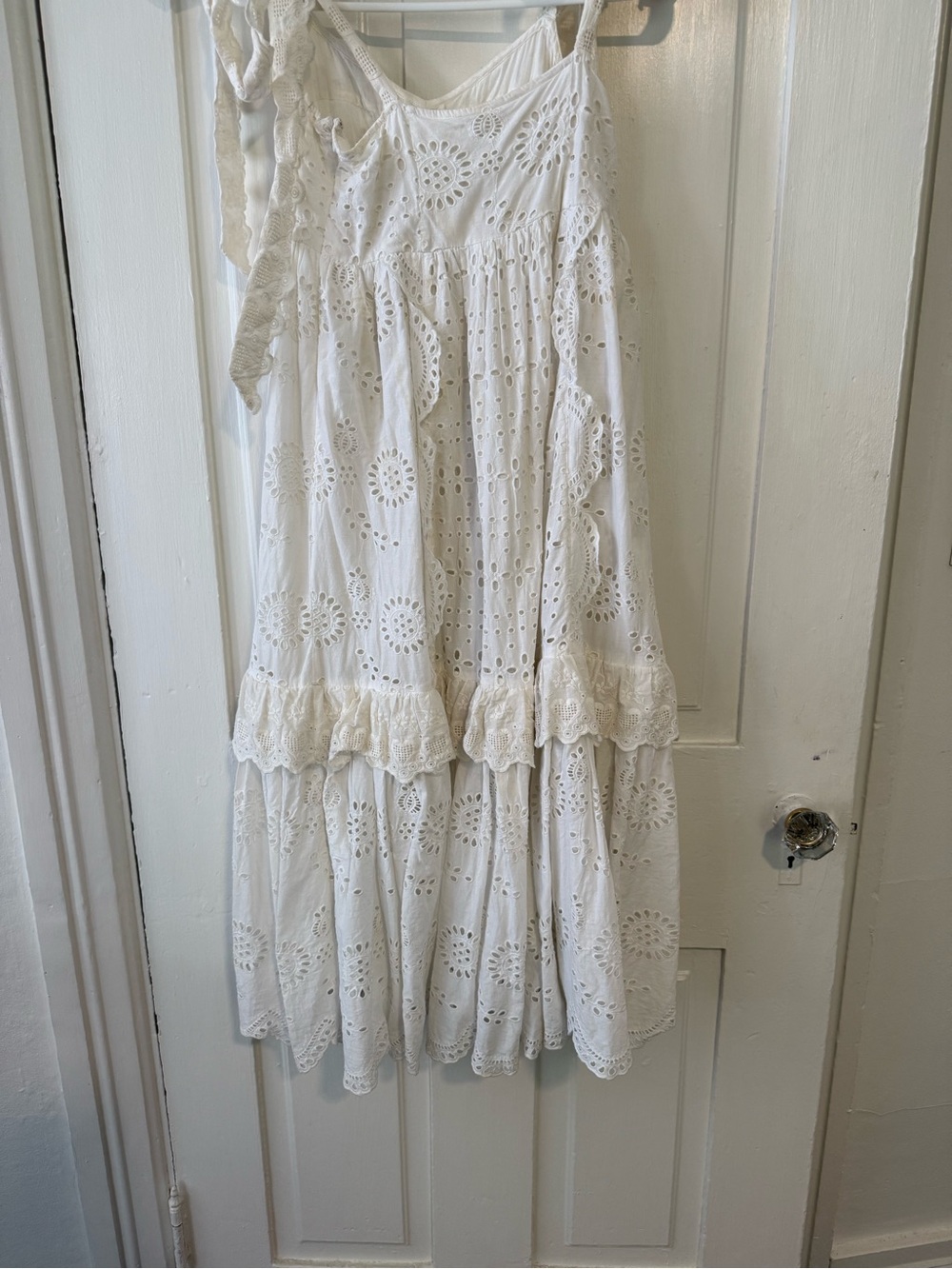 LoveShackFancy Antonella White Eyelet Midi Dress - Picture 7 of 9